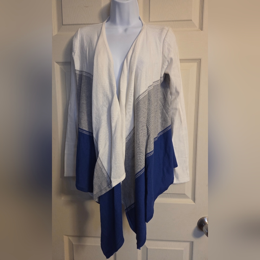 Adrienne Vittadini Studio Color Block Open Front Cardigan Size Small - Picture 1 of 12